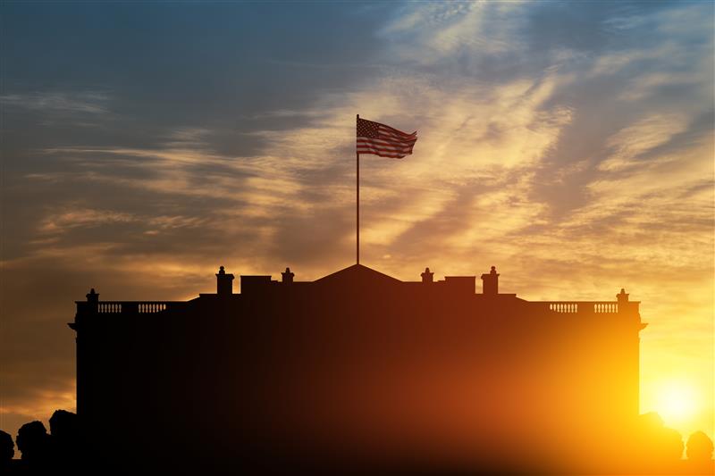 White House at sunset