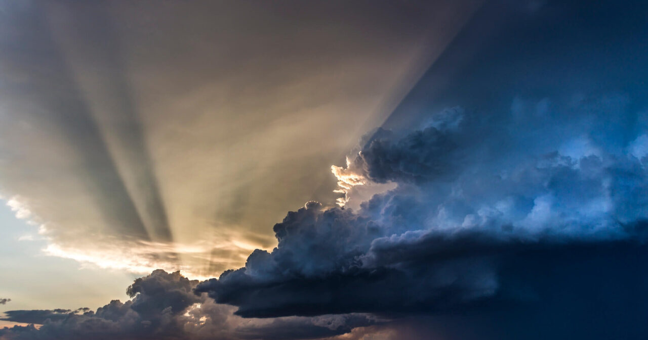 Sunset through clouds