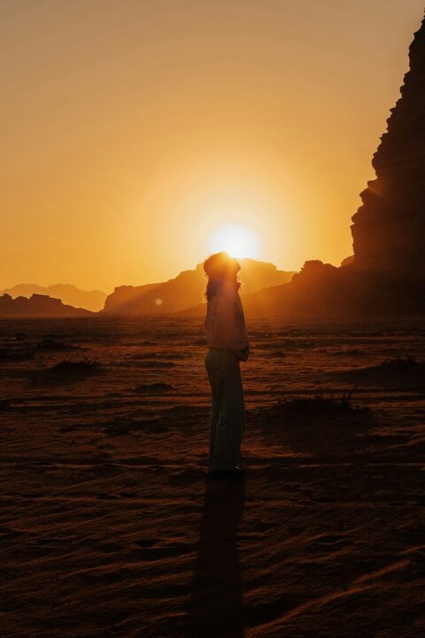 Person in shadow sun